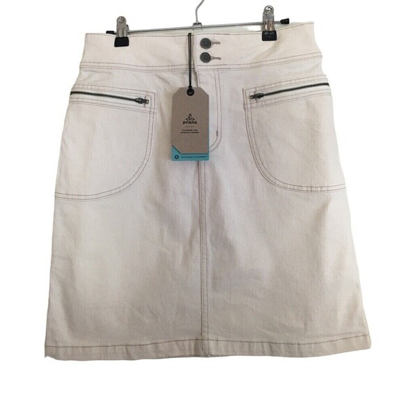 NEW Prana Cream Natural Broadway Skirt 4 Women's w/Pockets Organic Stretch NWT - Picture 1 of 7